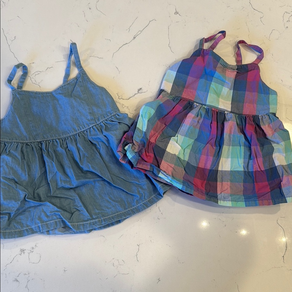 Colorful Plaid and Denim Open Back Tops